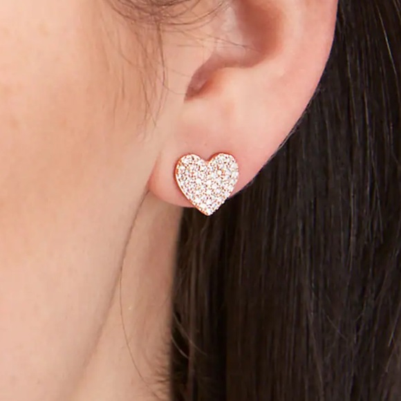 ♠️NWT♠️ Kate Spade New York Yours Truly Rose Gold Heart Stud Earrings - Picture 7 of 10